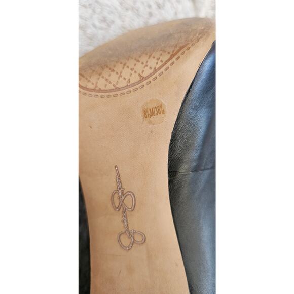 Jessica Simpson Peep Toe Leather Dress Fashion Stiletto Heels Women Sz 8.5 Black - Picture 6 of 7